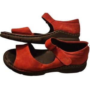 Wolky Leather Comfort Shoes Size EU 41 Red Mary Jane Open Toe